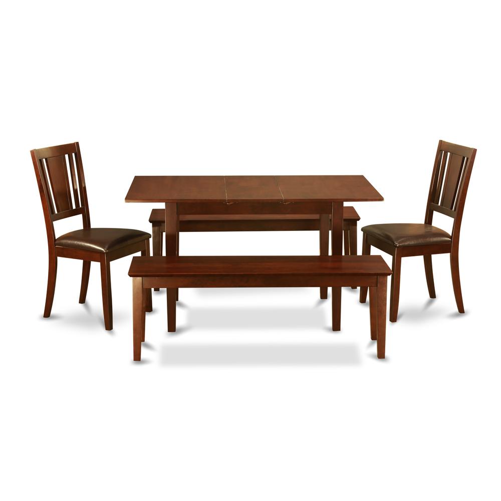 5  PC  Small  Kitchen  table  set  -  Table  with  Leaf  plus  2  Kichen  Chairs  and  2  Benches. Picture 2