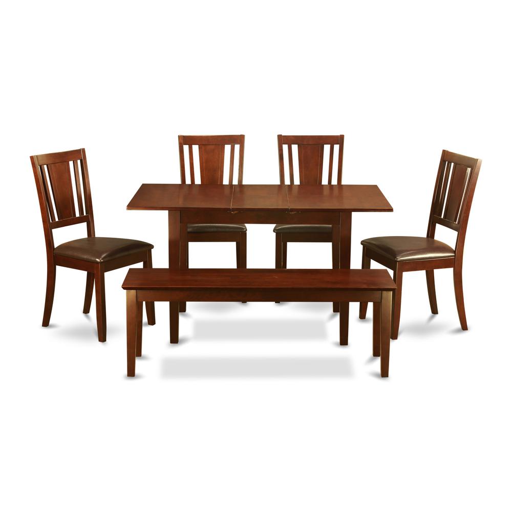6  Pc  Small  dinette  set  -  Table  with  Leaf  and  4  Seat  Chairs  and  Dining  Bench. Picture 2