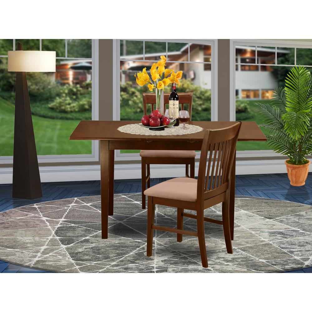 NOFK3-MAH-C 3 Pc dinette set- Table with a 12in leaf and 2 Dining Chairs. Picture 2