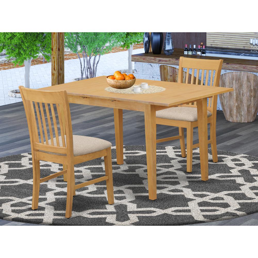NOFK3-OAK-C 3 Pc Kitchen nook Dining set - small Kitchen Table and 2 Kitchen Dining Chairs. Picture 2
