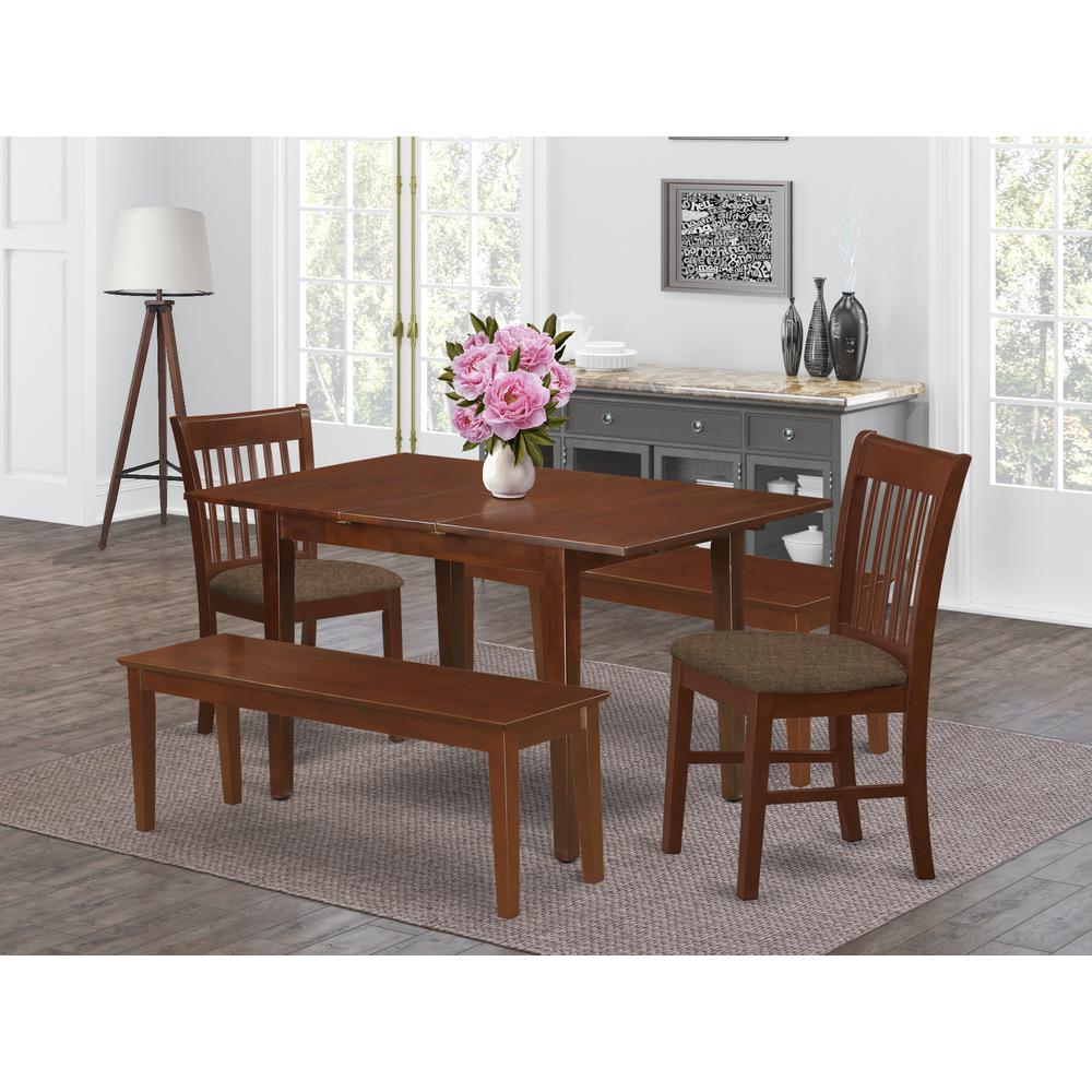 NOFK5C-MAH-C 5 pc Dining room set with bench - Table plus 2 Dining Chairs and 2 Benches. Picture 2