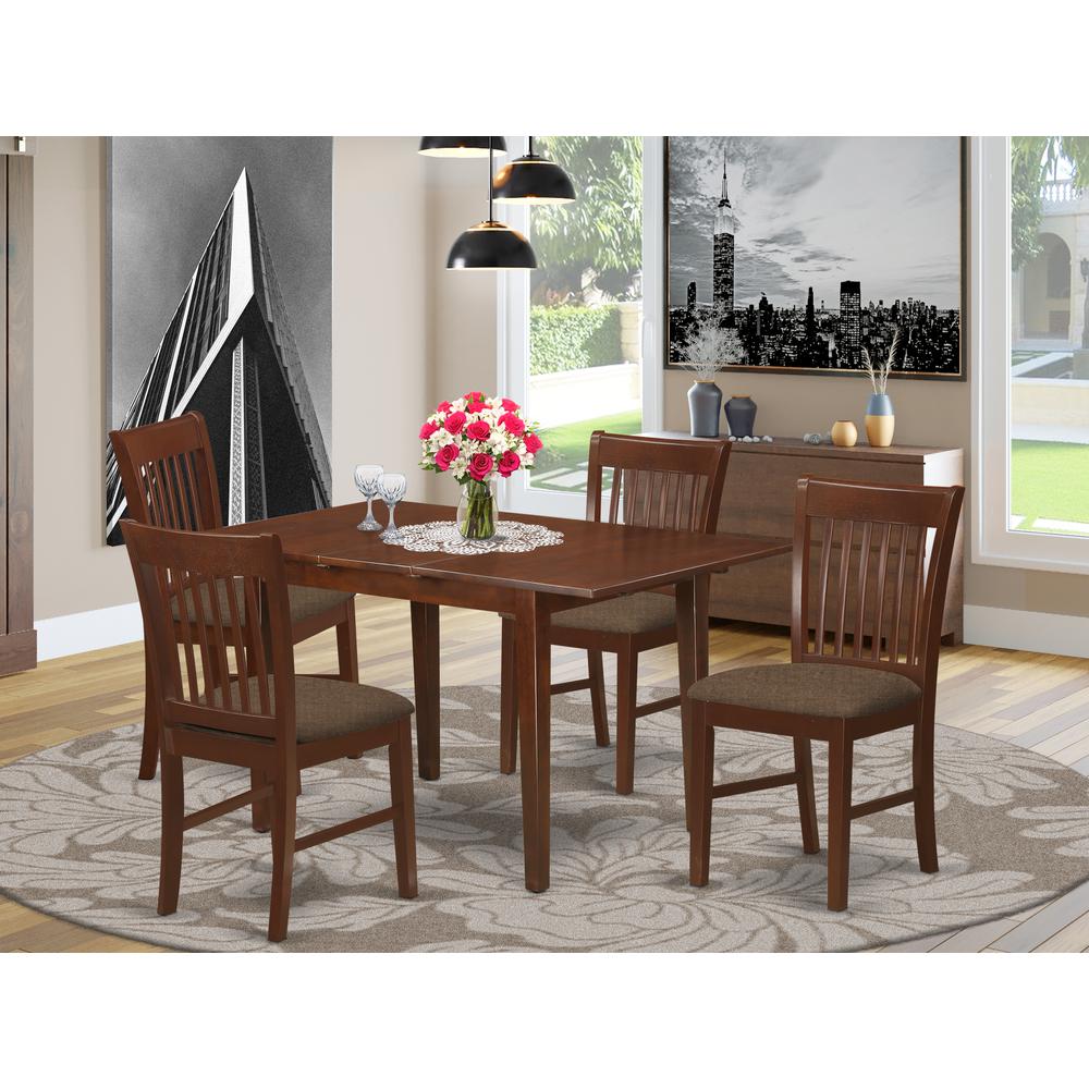 NOFK5-MAH-C 5 Pc Kitchen nook Dining set - Table with a 12in leaf and 4 Dining Chairs. Picture 2