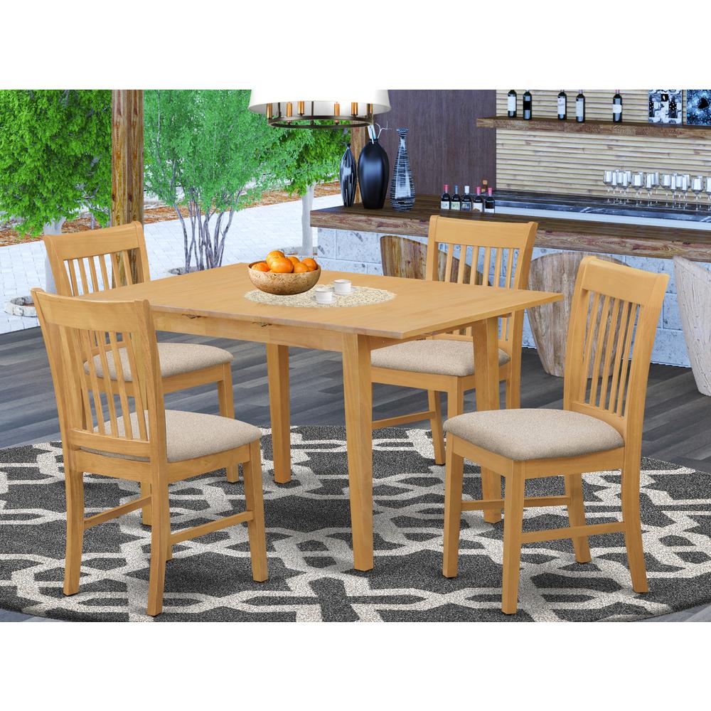NOFK5-OAK-C 5 Pc dinette set for small spaces - Table and 4 Dining Table Chairs. Picture 2