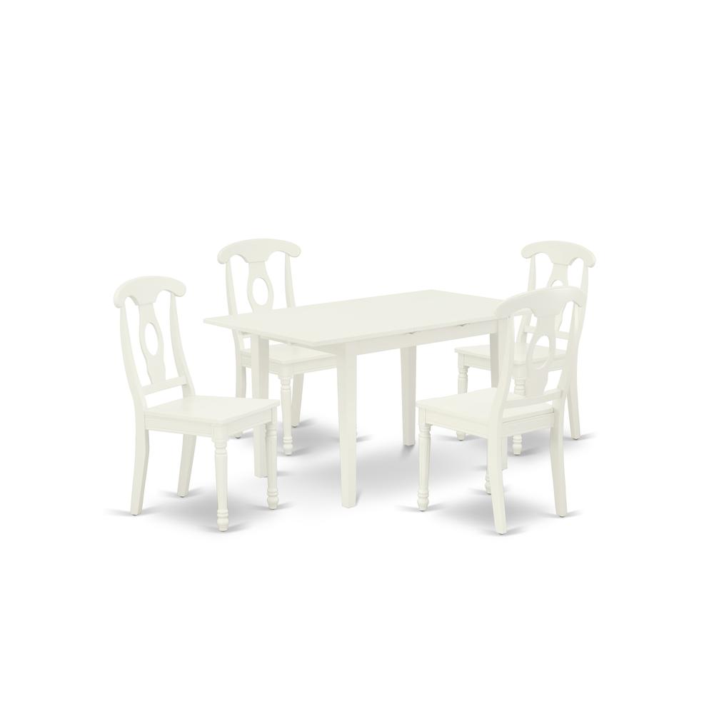 Dining Table- Dining Chairs, NOKE5-LWH-W. Picture 2