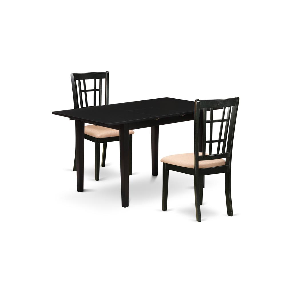 Dining Table- Dining Chairs, NONI3-BLK-C. Picture 2
