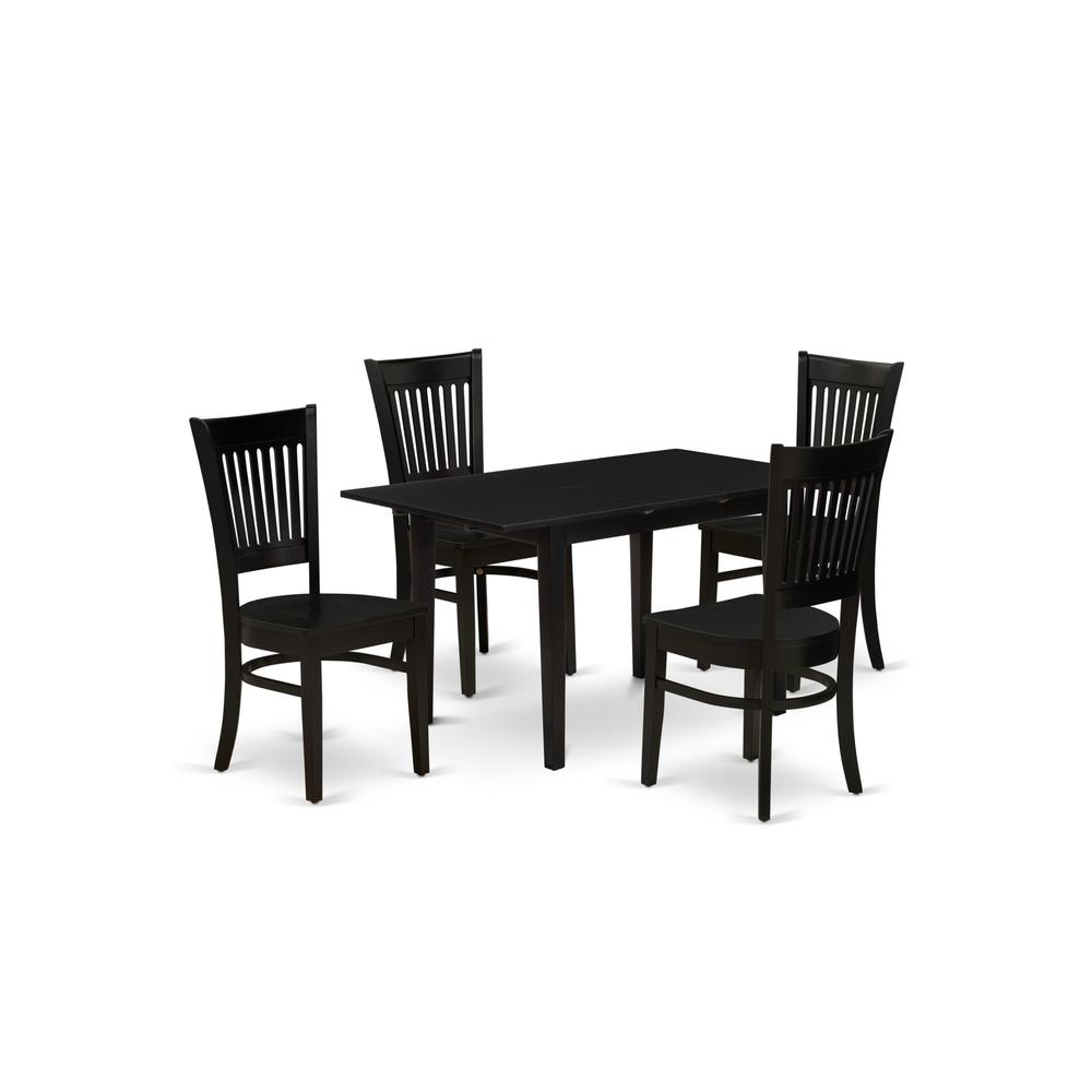 Dining Table- Dining Chairs, NOVA5-BLK-W. Picture 2