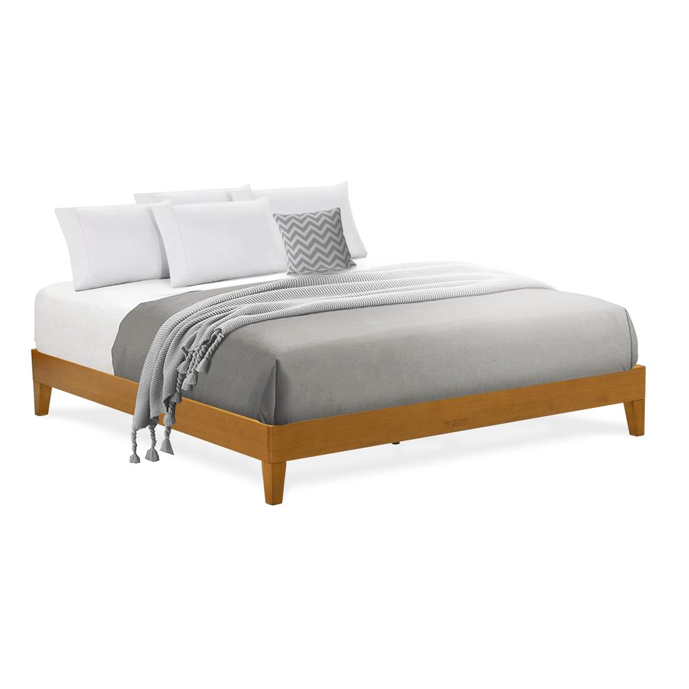 NVP-23-K King Size Bed Frame with 4 Hardwood Legs and 2 Extra Center Legs - Oak Finish. Picture 2