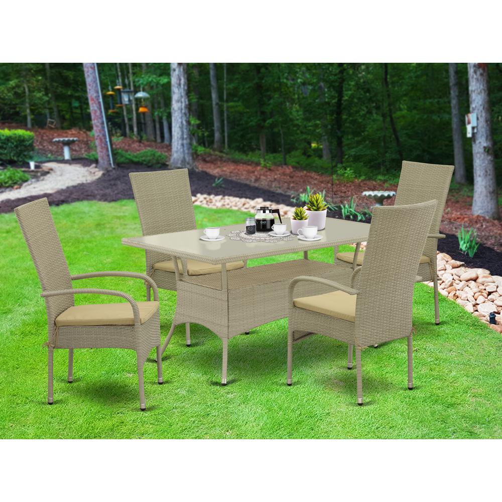 Wicker Patio Set Natural Linen, OSOS5-03A. Picture 2
