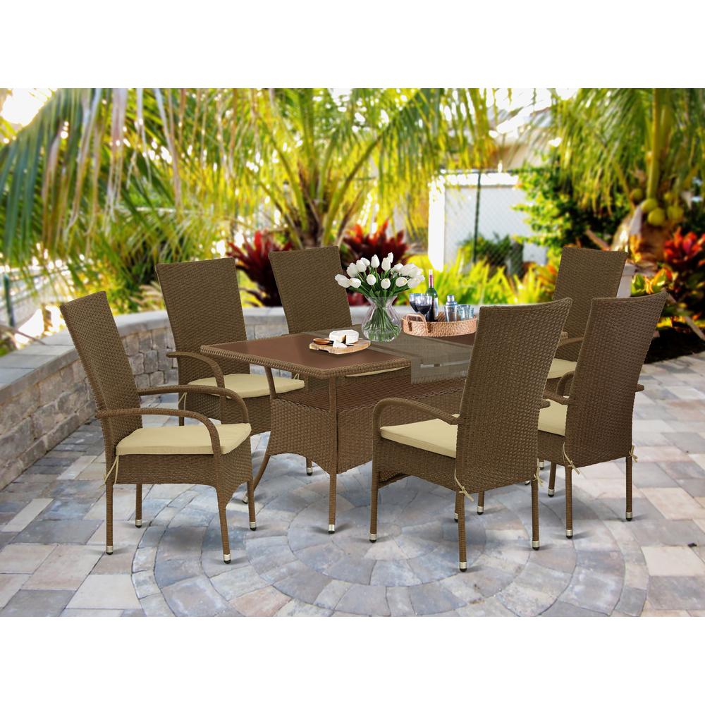 Wicker Patio Set Brown, OSOS7-02A. Picture 2