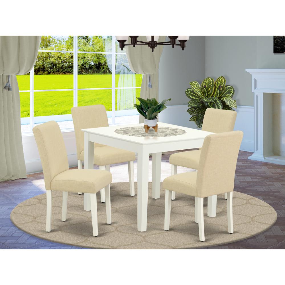 Dining Room Set Linen White, OXAB5-LWH-02. Picture 2
