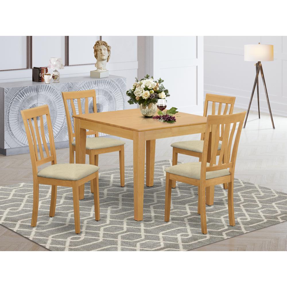 OXAN5-OAK-C 5 PcTable and Chairs set - Table and 4 dinette Chairs. Picture 2