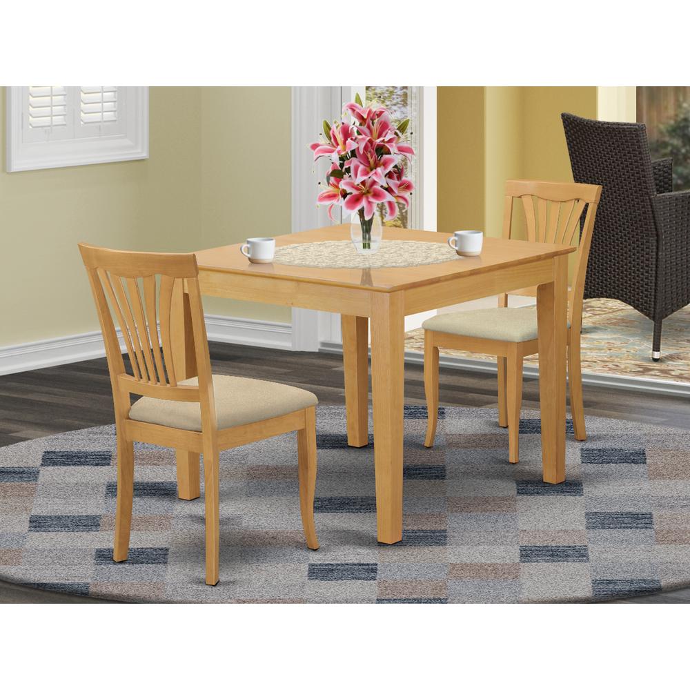 OXAV3-OAK-C 3 Pc Kitchen Table set - Dining Table for small spaces and 2 Dining Chairs. Picture 2