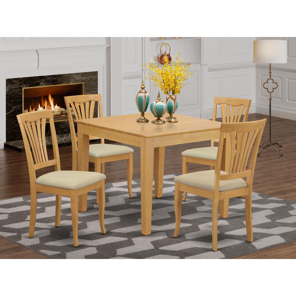 OXAV5-OAK-C 5 Pc Kitchen Table set - Kitchen dinette Table and 4 Dining Chairs. Picture 2