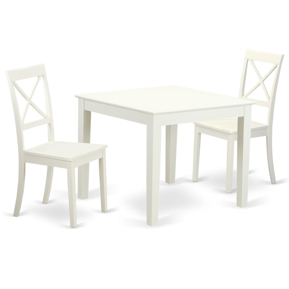 3  Pcsquare  Kitchen  Table  and  2  Wood  Kitchen  Dining  Chairs  in  Linen  White. Picture 2