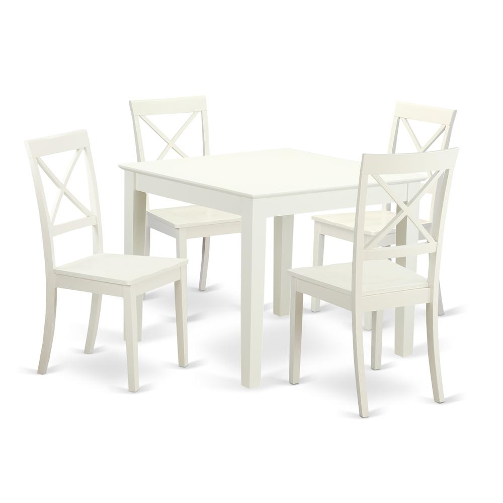 5  Pc  small  Kitchen  Table  set  and  4  hard  wood  Dining  Chairs.  in  Linen  White. Picture 2