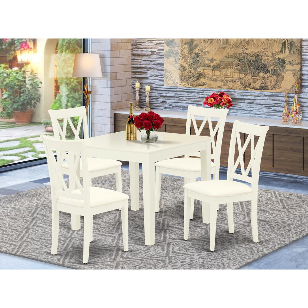Dining Room Set Linen White, OXCL5-LWH-C. Picture 2