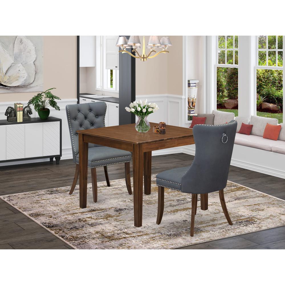 3 Piece Dining Room Set Includes a Square Solid Wood Table and 2 Parson Chairs. Picture 7