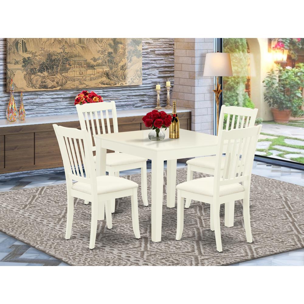 Dining Room Set Linen White, OXDA5-LWH-C. Picture 2