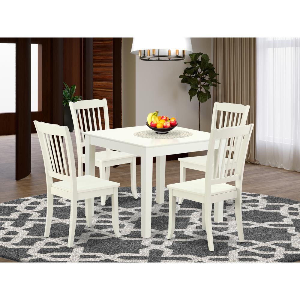 Dining Room Set Linen White, OXDA5-LWH-W. Picture 2