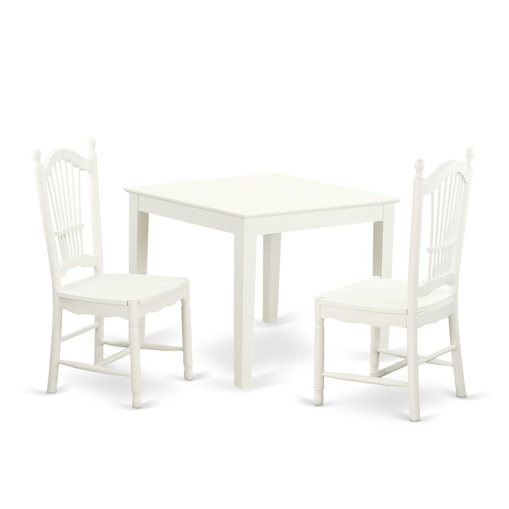 3  PC  small  Kitchen  Table  and  2  hard  wood  Kitchen  Dining  Chairs  in  Linen  White. Picture 2