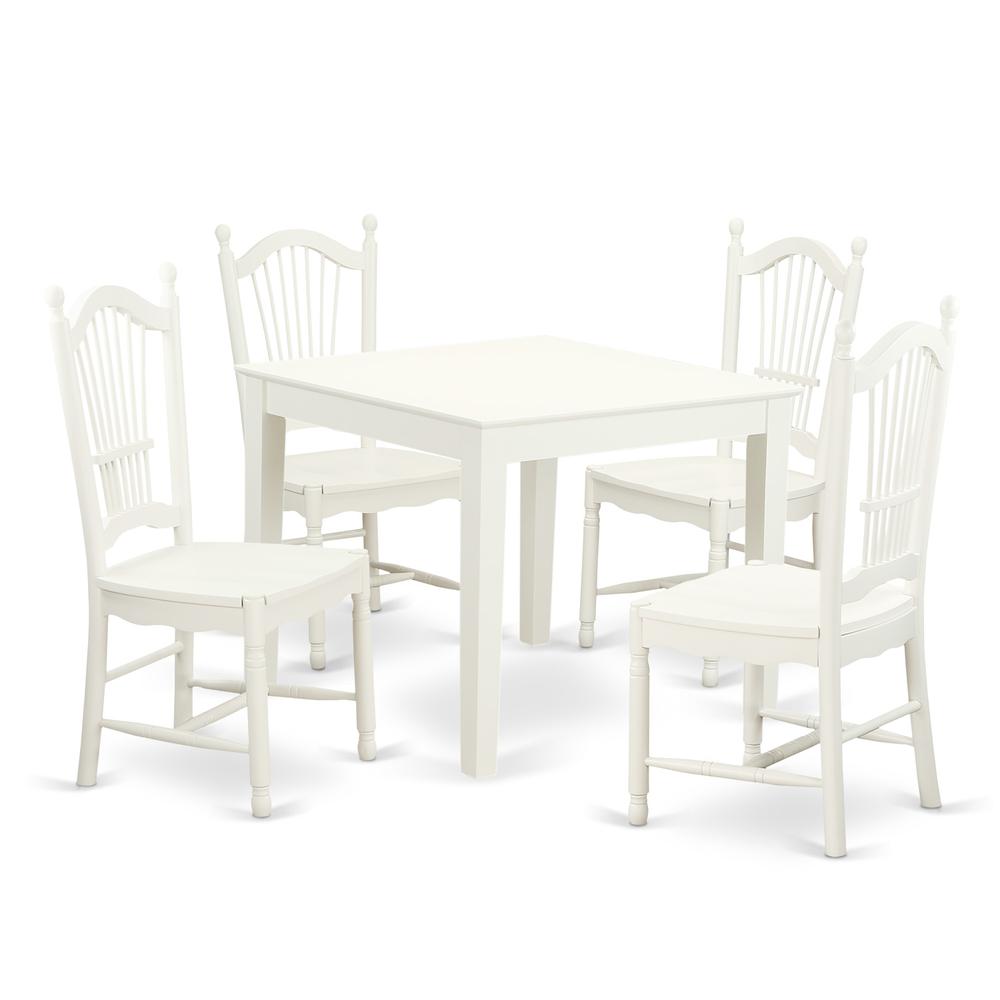 5  Pc  small  Kitchen  Table  and  4  hard  wood  Dining  Chairs  in  Linen  White. Picture 2