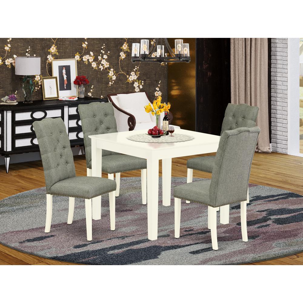 Dining Room Set Linen White, OXEL5-LWH-07. Picture 2
