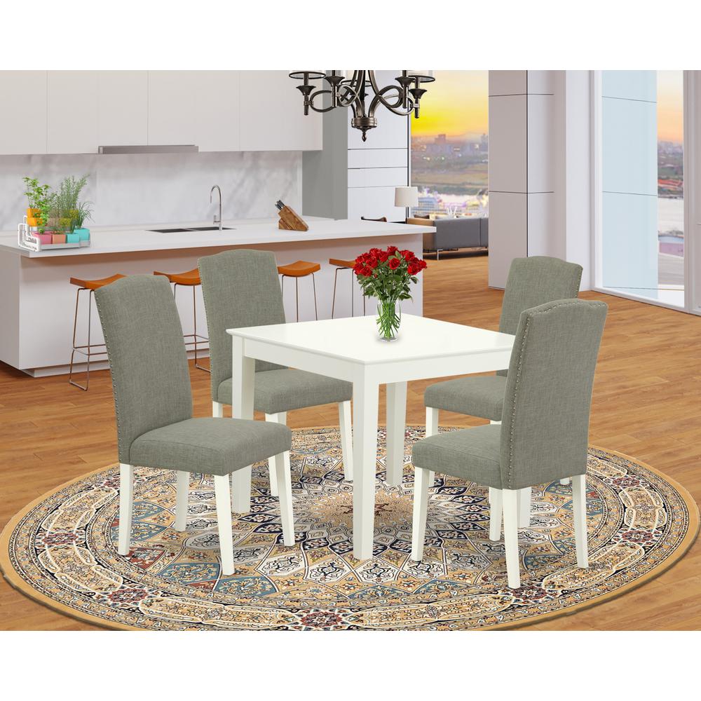 Dining Room Set Linen White, OXEN5-LWH-06. Picture 2