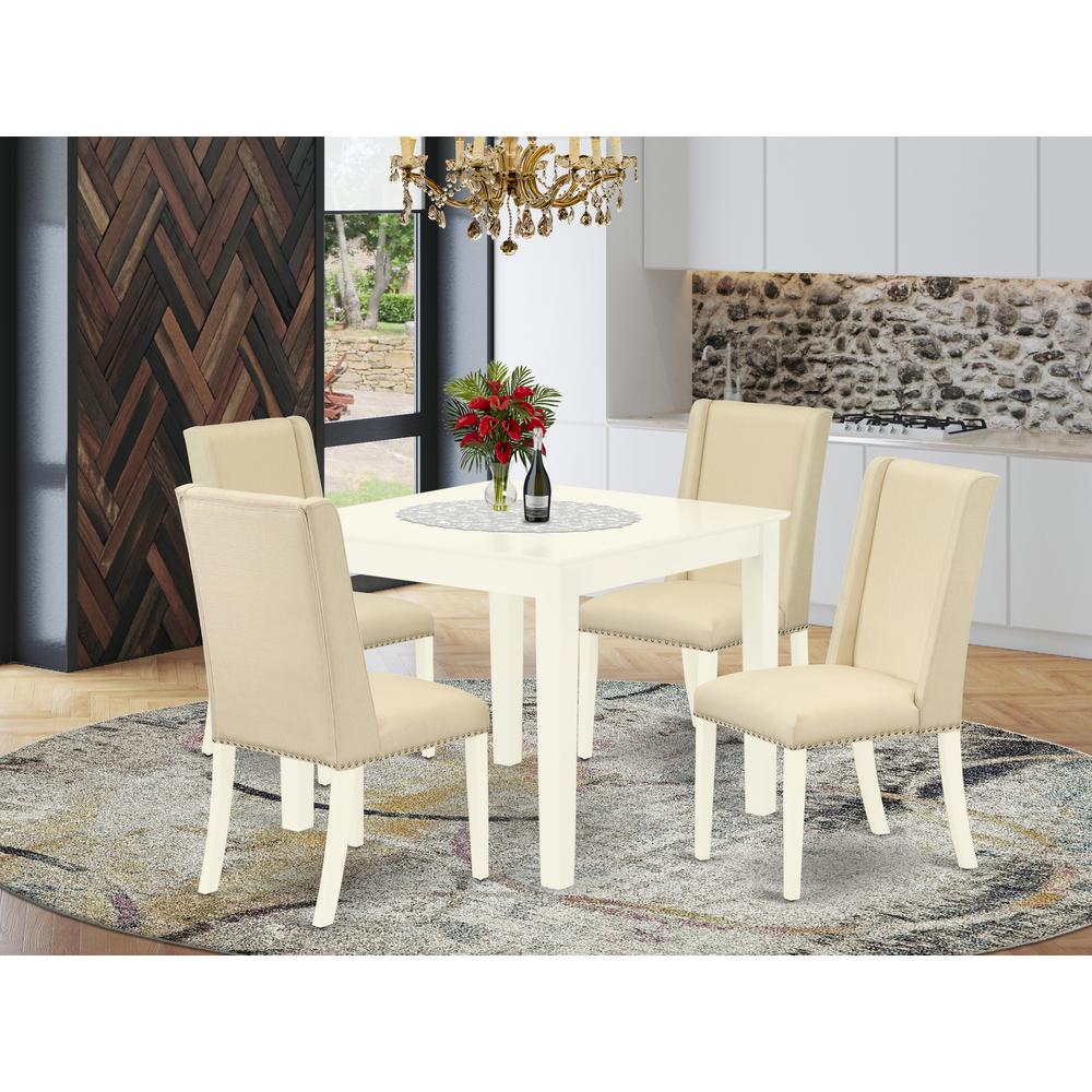 Dining Room Set Linen White, OXFL5-LWH-01. Picture 2