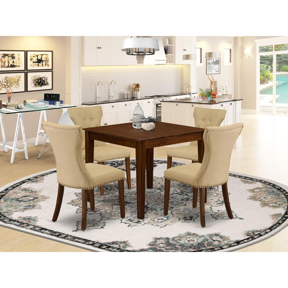 5 Pc Dining Set Contains a Square Dining Room Table and 4 Parson Chairs. Picture 7