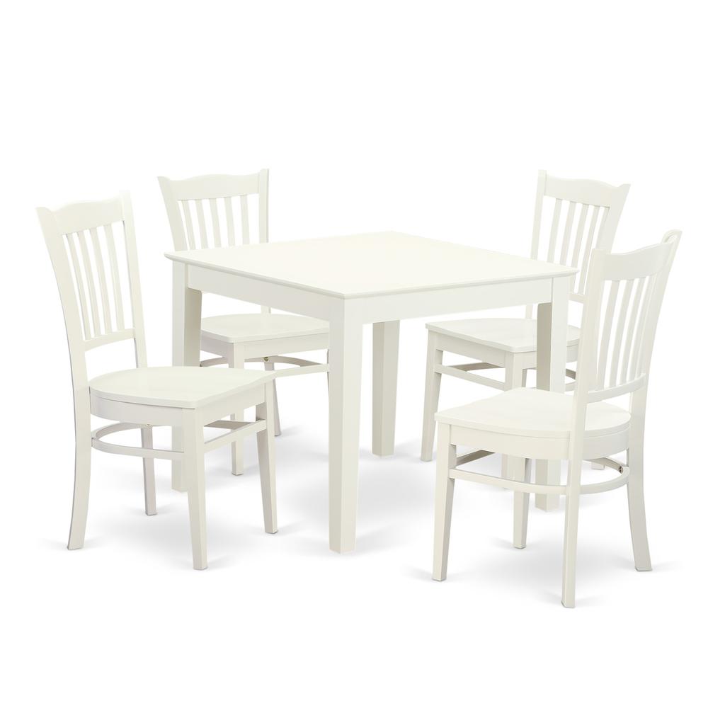 5  PC  Kitchen  Table  and  4  Wood  Dining  Chairs  in  Linen  White. Picture 2