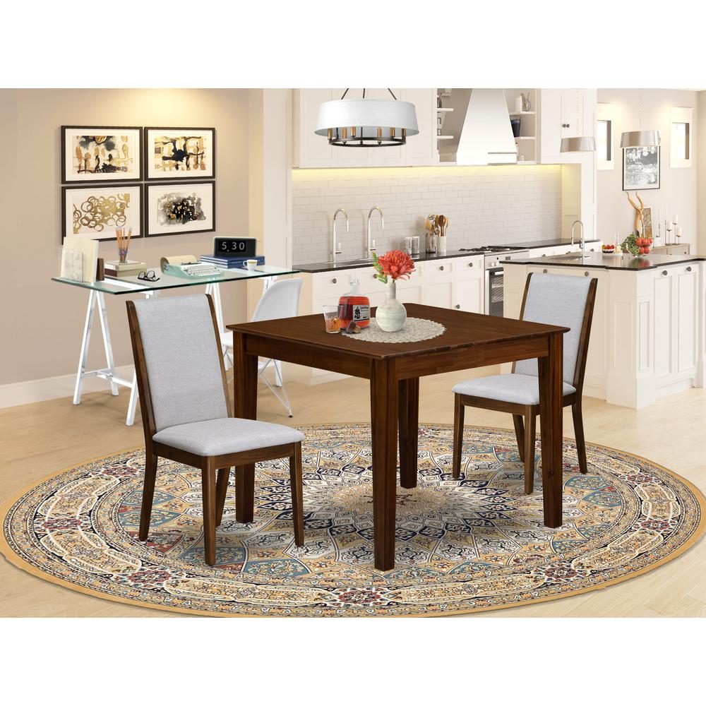 3 Pc Dining Room Set Consist of a Square Table and 2 Upholstered Chairs. Picture 7