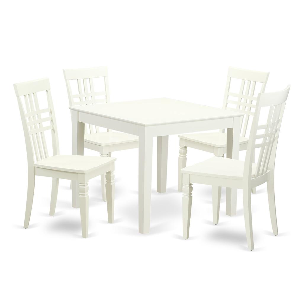 5  PcKitchen  Dining  Table  and  4  Wood  Chairs  for  Dining  room  in  Linen  White. Picture 2