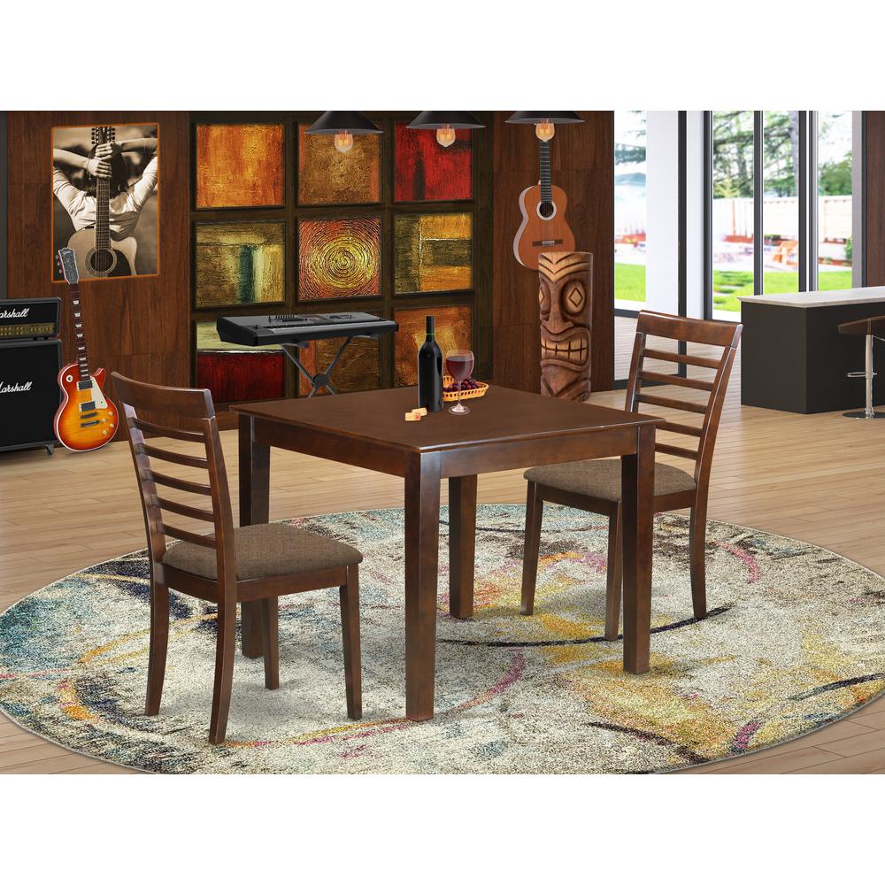 OXML3-MAH-C 3 Pc Dinette Table set with a Dining Table and 2 Dining Chairs in Mahogany. Picture 2