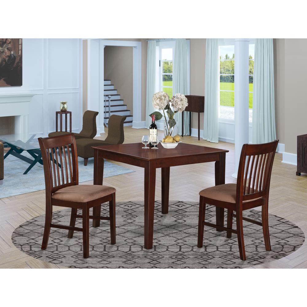 OXNO3-MAH-C 3 Pc small Kitchen Table set -square Table and 2 Kitchen Dining Chairs. Picture 2