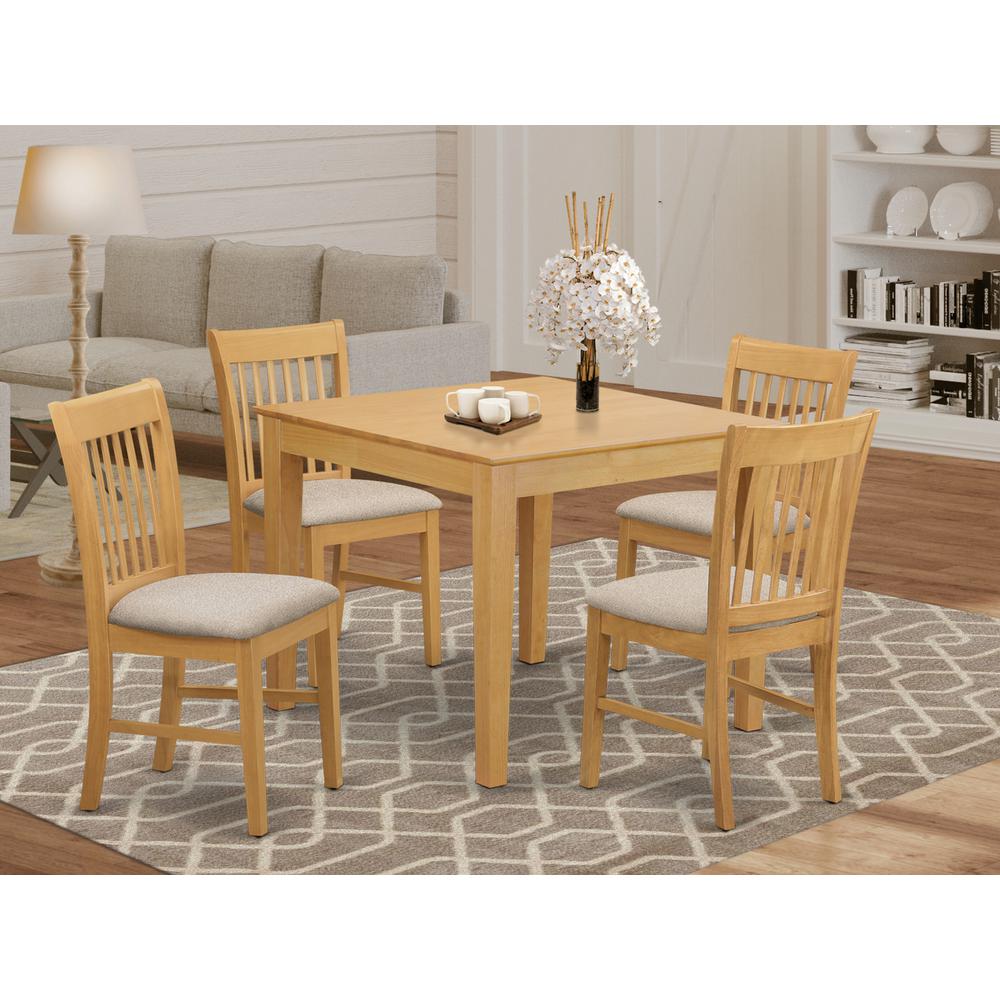 OXNO5-OAK-C 5 PcKitchen Table set - breakfast nook Table and 4 Kitchen Dining Chairs. Picture 2