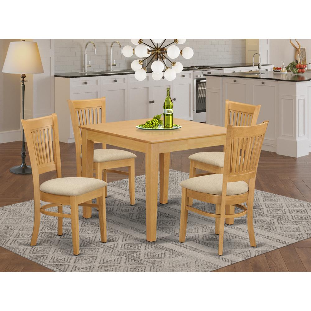 OXVA5-OAK-C 5 PC Table and Chairs set - Kitchen Table and 4 Dining Chairs. Picture 2