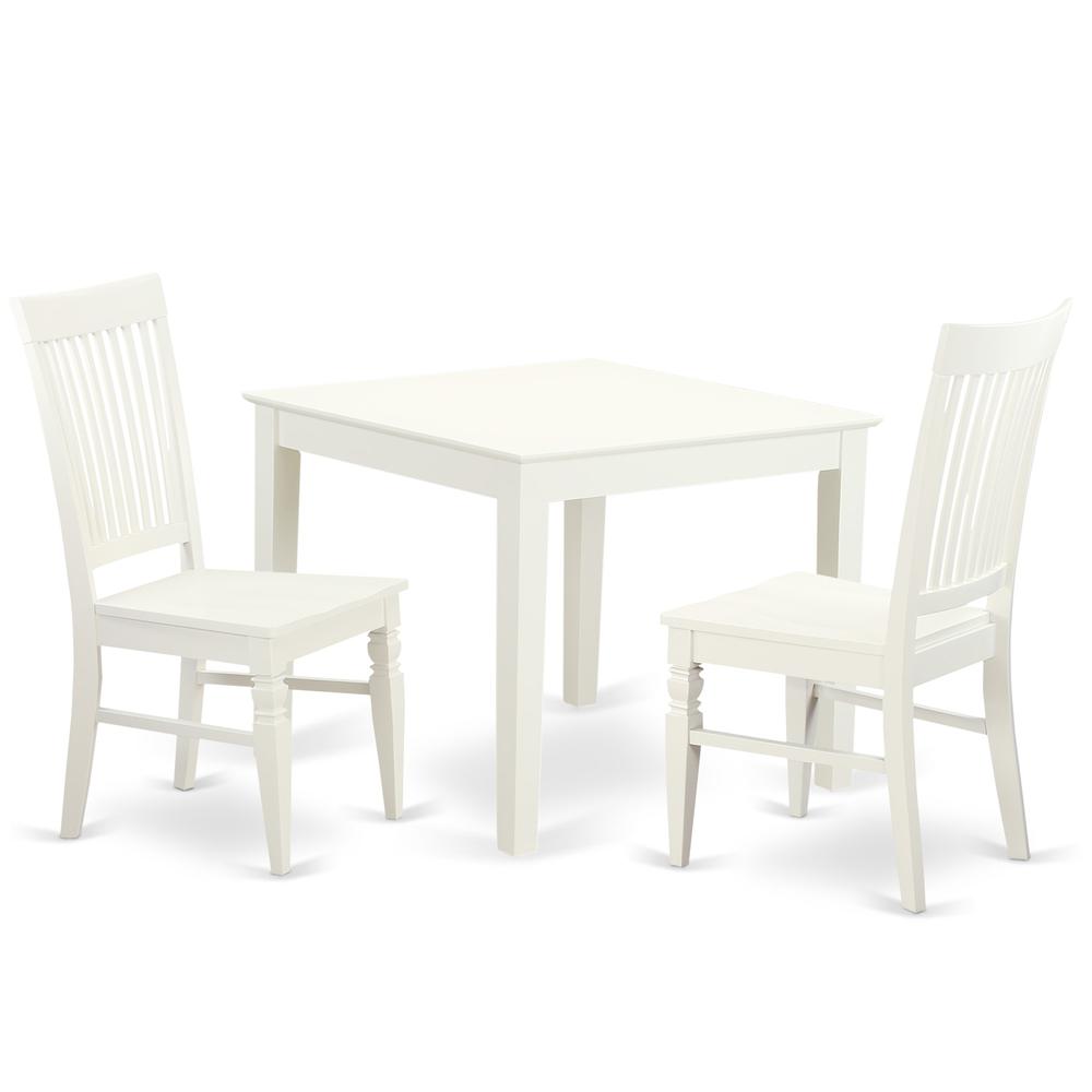 3  Pc  square  Kitchen  Table  and  2  hard  wood  Chairs  for  Dining  room  in  Linen  White. Picture 2