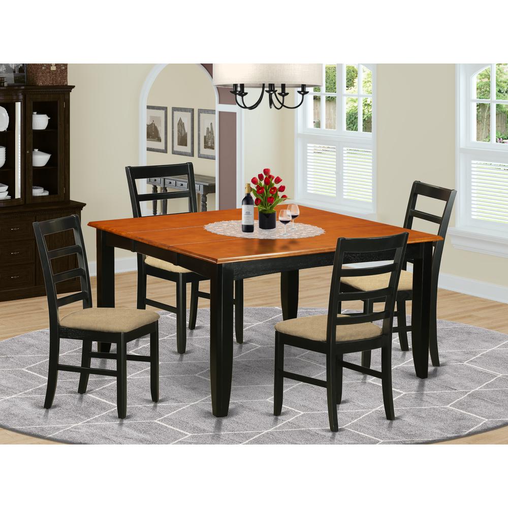 PARF5-BCH-C 5 PC Kitchen Table set-Dining Table and 4 Wooden Dining Chairs. Picture 2