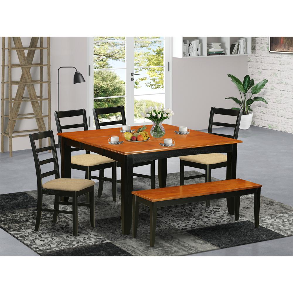 PARF6-BCH-C 6 PC Dining room set with bench-Kitchen Tables and 4 Dining Chairs Plus bench. Picture 2