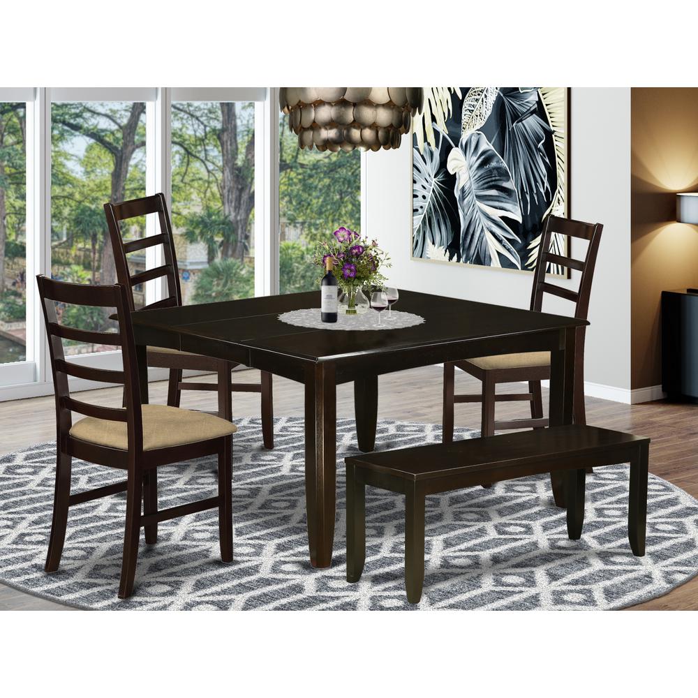 PARF6-CAP-C 6 Pc Dining set with bench-Table with Leaf and 4 Kitchen Dining Chairs Plus Bench.. Picture 2