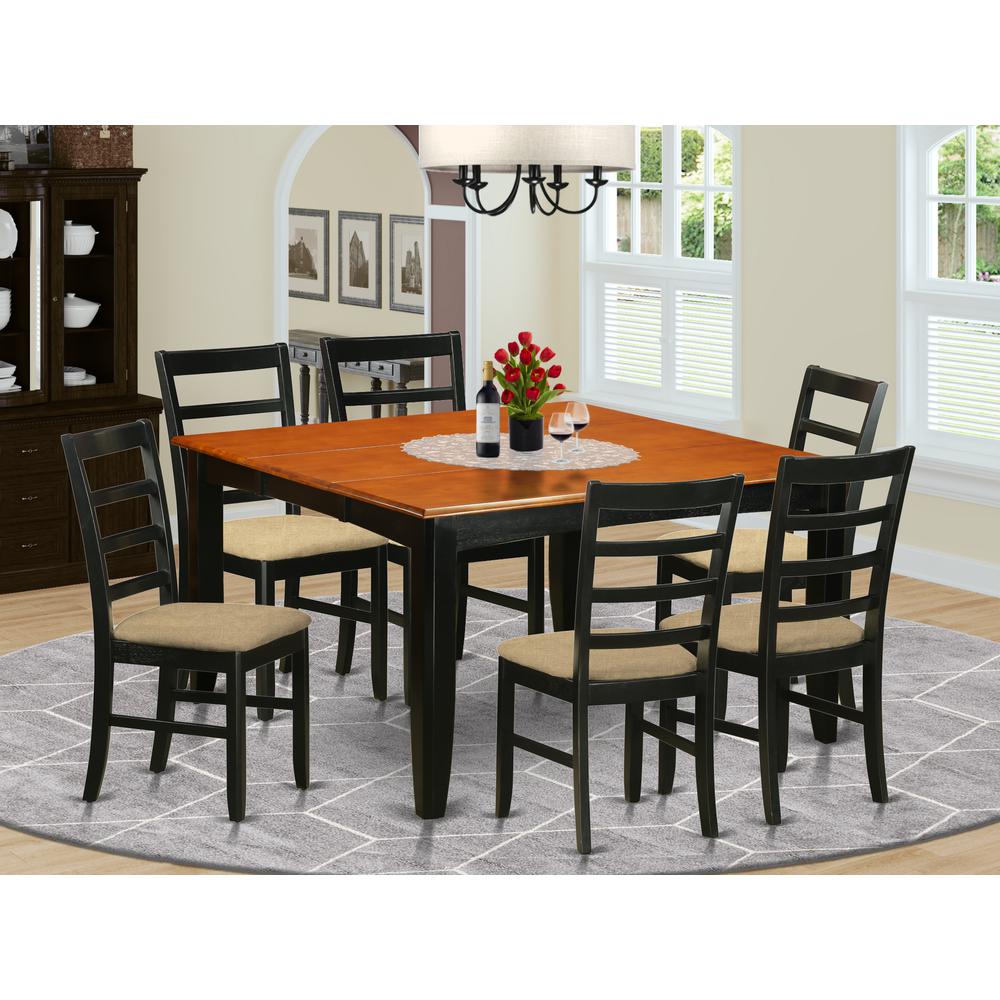 PARF7-BCH-C 7 PC Kitchen Table set-Dining Table and 6 Wood Dining Chairs. Picture 2