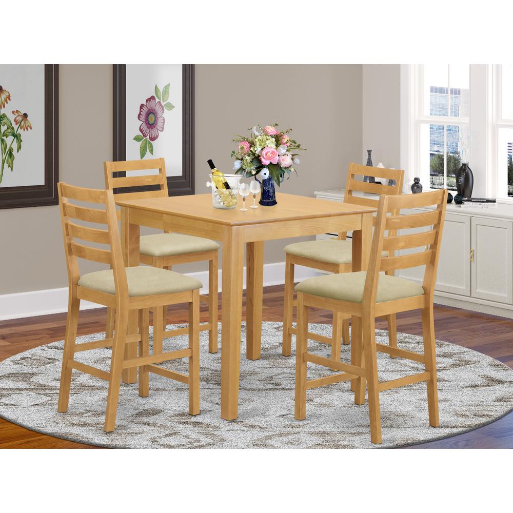 PBCF5-OAK-C 5 PC counter height Table and chair set - counter height Table and 4 dinette Chairs.. Picture 2