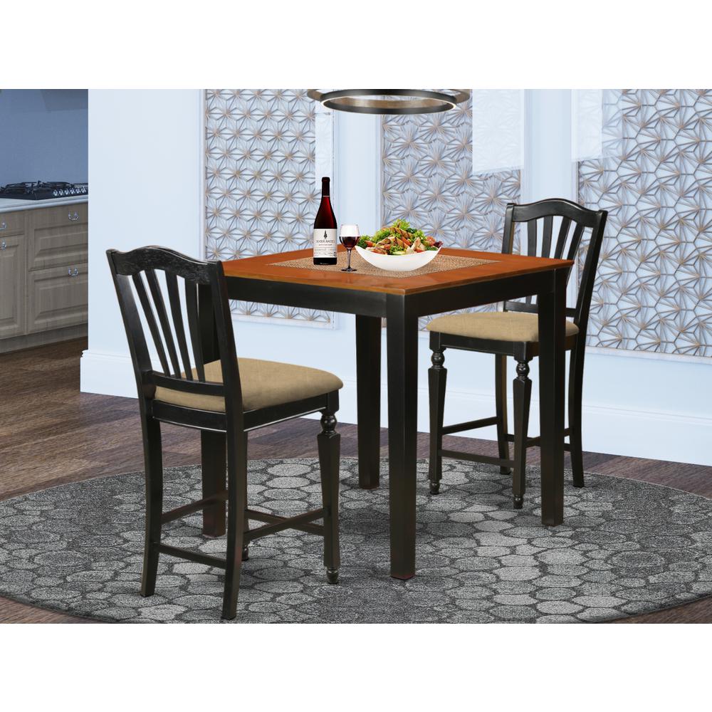 PBCH3-BLK-C 3 Pc pub Table set - high top Table and 2 Kitchen Chairs.. Picture 2