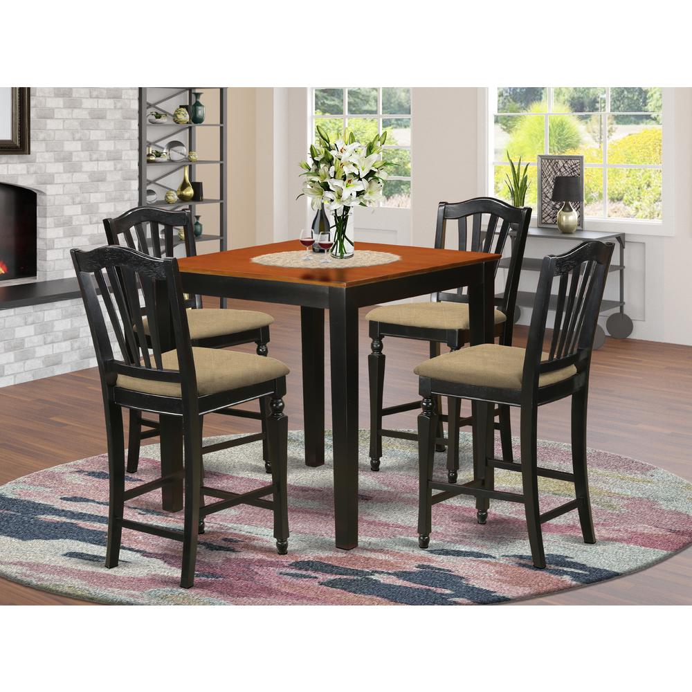 PBCH5-BLK-C 5 Pc counter height set-pub Table and 4 Kitchen Chairs.. Picture 2