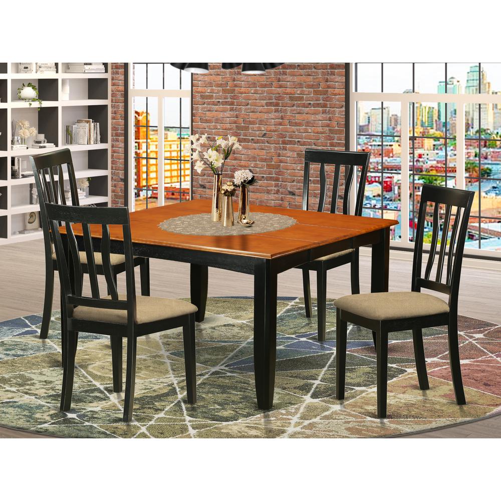 PFAN5-BCH-C 5 PC Kitchen Table set-Dining Table and 4 Wood Dining Chairs. Picture 2