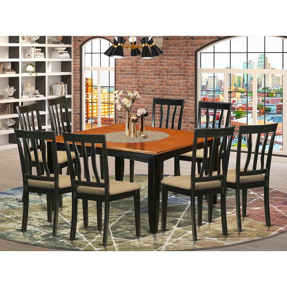 PFAN9-BCH-C 9 PC Dining room set-Dining Table and 8 Wood Dining Chairs. Picture 2