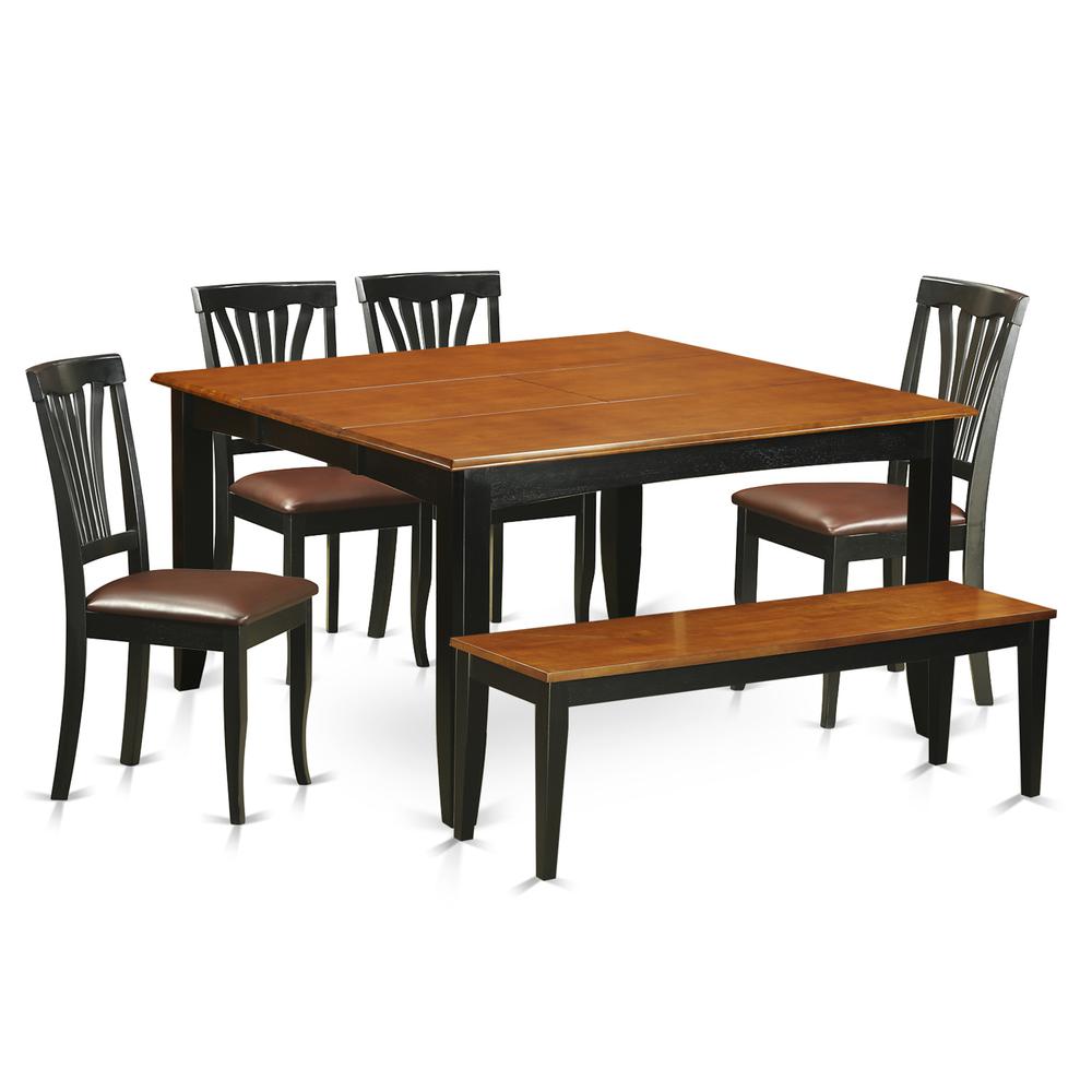 6-PC  Dining  room  set  with  bench-Kitchen  Tables  and  4  Wooden  Dining  Chairs  Plus  bench. Picture 2