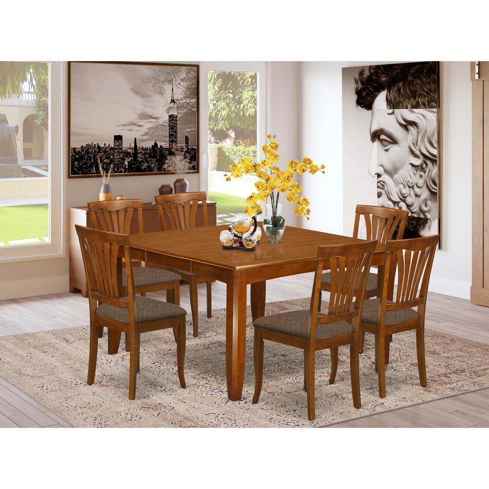 PFAV7-SBR-C 7 PC Dining set-Dinette Table with Leaf and 6 Dinette Chairs.. Picture 2