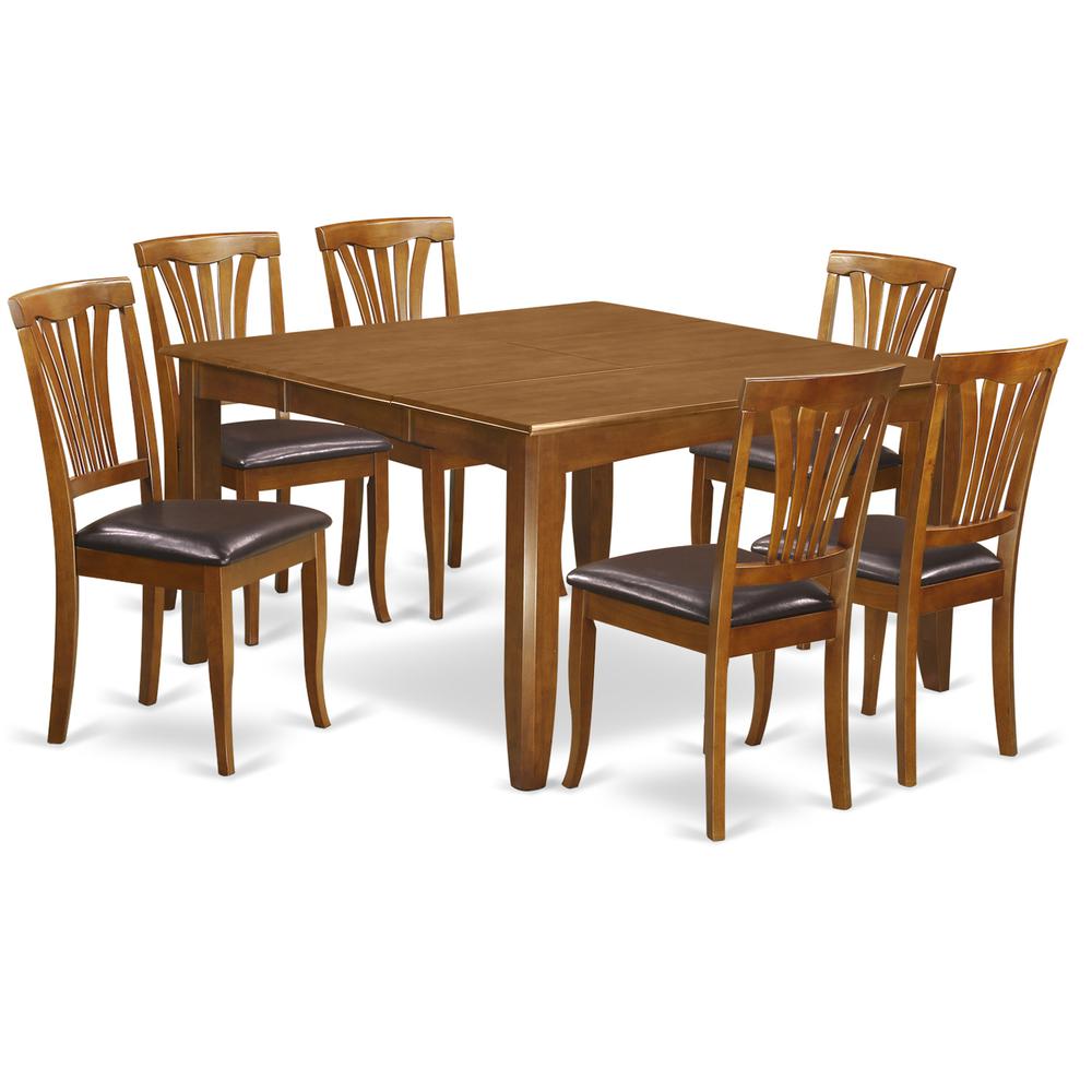 7  Pc  Dining  room  set-Square  Dining  Table  with  Leaf  and  6  Dining  Chairs. Picture 2