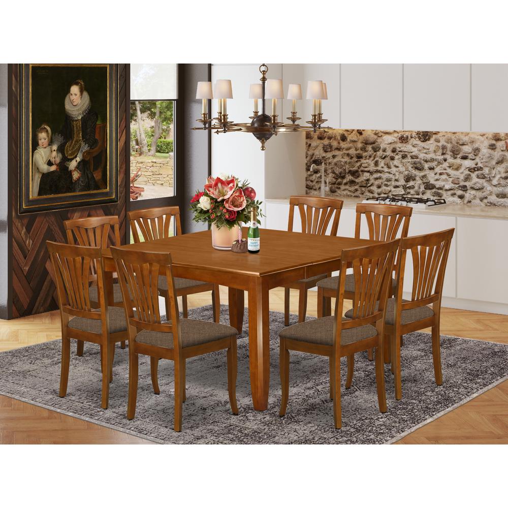 PFAV9-SBR-C 9 Pc Dining room set-Dining Table with Leaf and 8 Dinette Chairs.. Picture 2